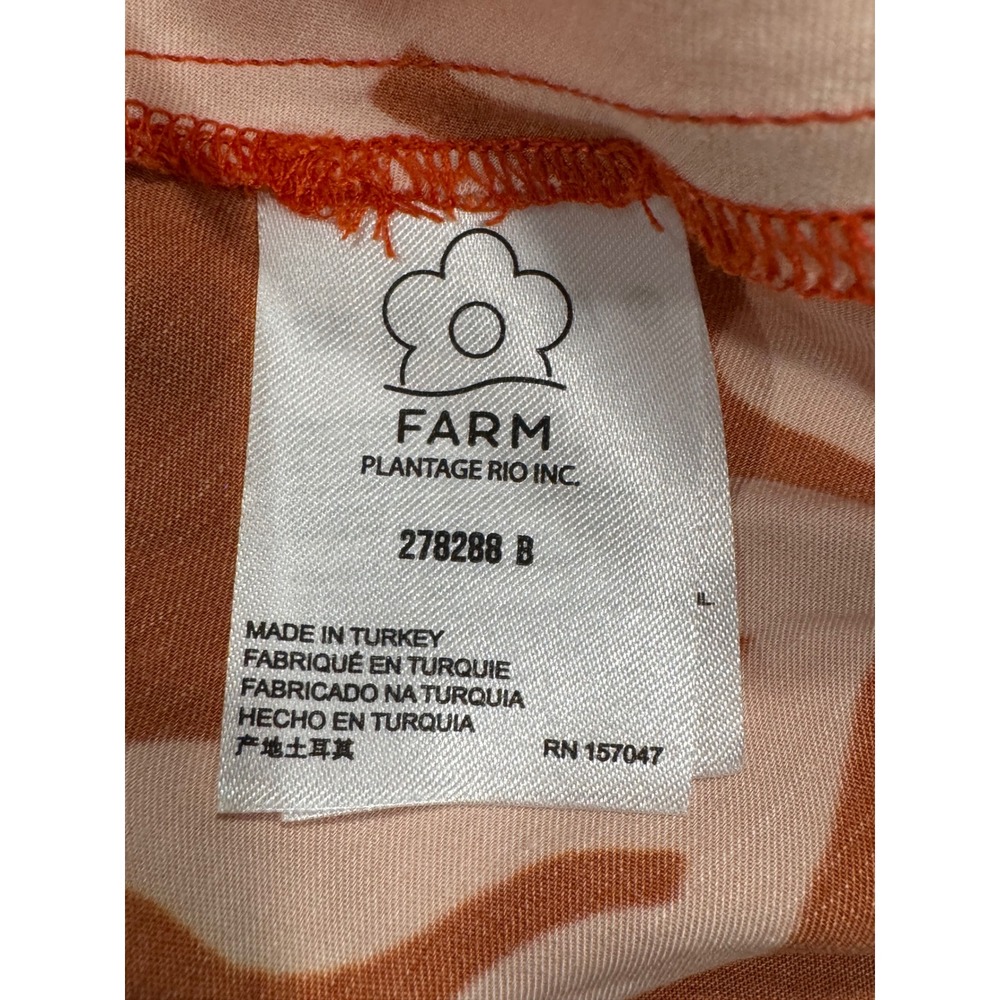 Farm Rio for Anthropologie Sun Motif One Shoulder Fringe Midi Dress Orange L NWT - Picture 11 of 13